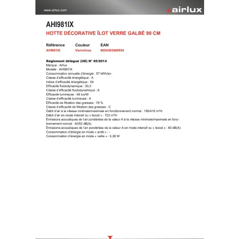 Hotte îlot AIRLUX AHI 981 IX - 3
