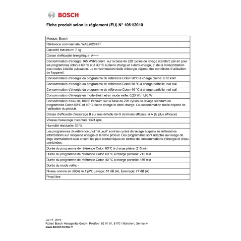 Lave-linge frontal BOSCH WAE 2826 XFF - 2