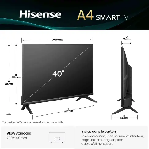Tv led 40'' HISENSE 40A4Q - 2