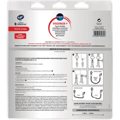 Branchement gaz et électrique WPRO TNV 150 - 2
