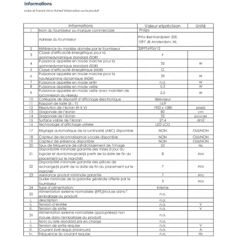 Tv led 32'' PHILIPS 32PFS6906/12 - 2