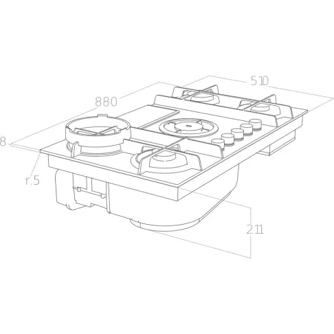 Plaque aspirante gaz ELICA NIKOLATESLAFLAMEEVOBL/A/88 - 5