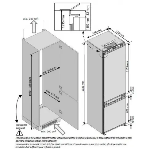 Réfrigérateur intégrable combiné inversé BEKO BCHA306E3SN - 2