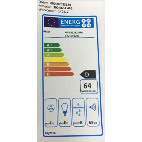 Hotte visière BEKO HNS61212WH - 6