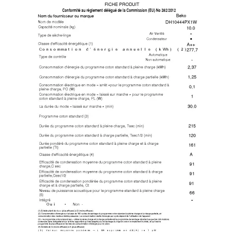 Sèche-linge frontal BEKO DH 10444 PX 1 W - 2