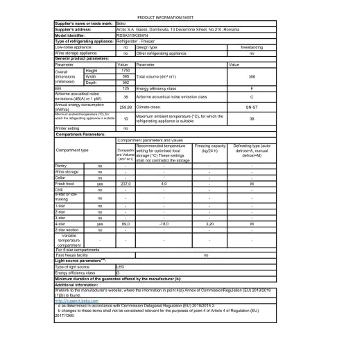 Réfrigérateur 2 portes BEKO RDSA 310 K 30 WN - 3