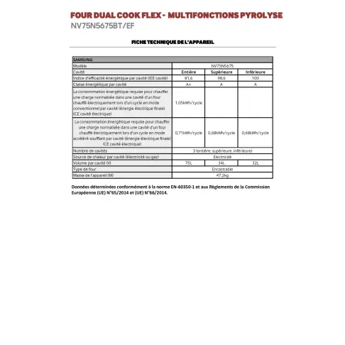 Four pyrolyse SAMSUNG NV 75 N 5675 BT - 2
