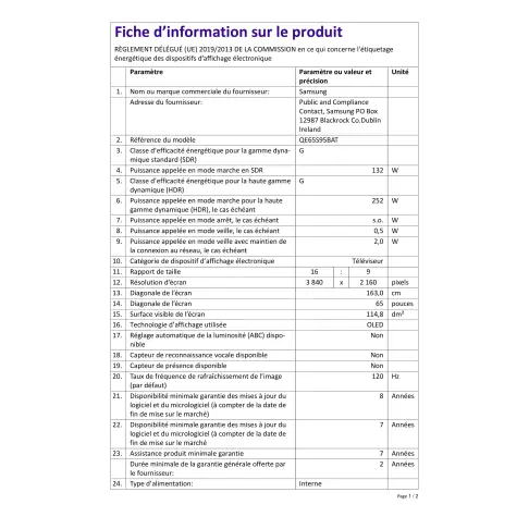 Téléviseur oled SAMSUNG QE65S95B - 2