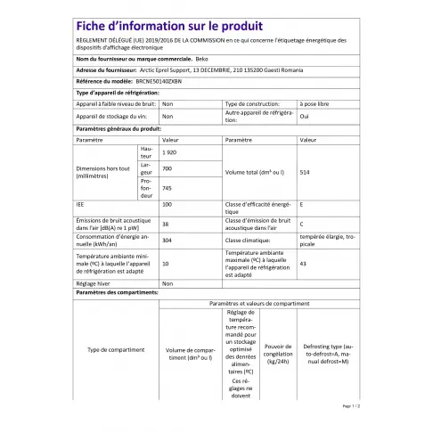 Réfrigérateur combiné inversé BEKO BRCNE50140ZXBN - 5