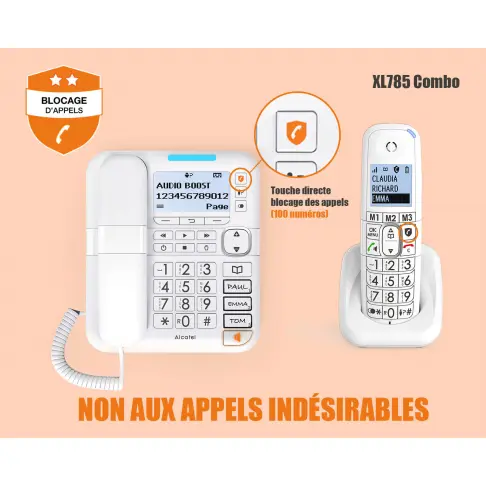 Téléphone sans fil + filaire ALCATEL XL785COMBOVOICEBLANC - 5