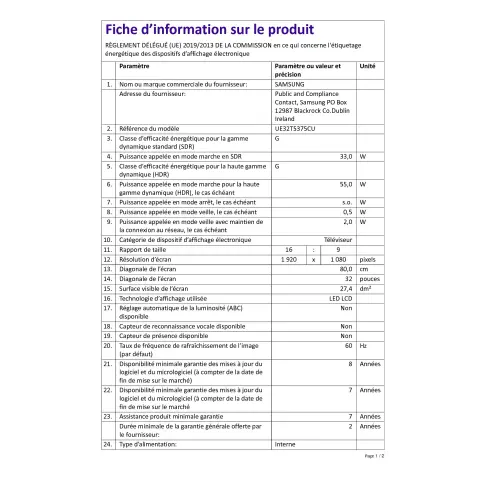 Tv led 32'' SAMSUNG UE32T5375CU - 7