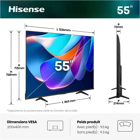 Télé led 55'' HISENSE 55A6S - 23