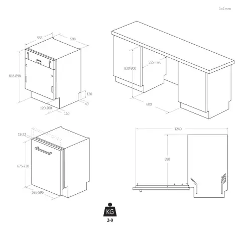 Lave-vaisselle tout intégré 60 cm CANDY CIP3E7LOW - 2