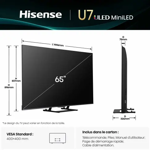 Tv led 65'' HISENSE 65U7Q - 2