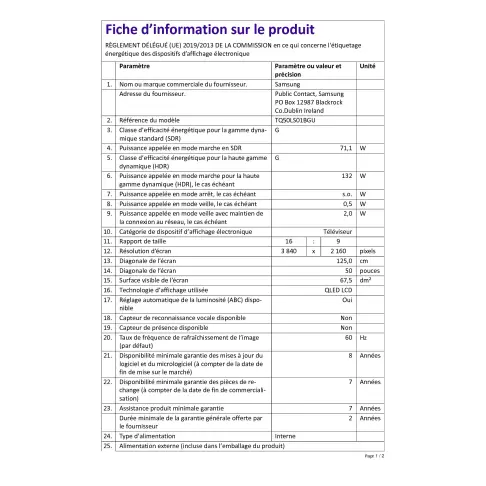 Télé led 50 pouces SAMSUNG TQ50LS01BGBLANC - 2