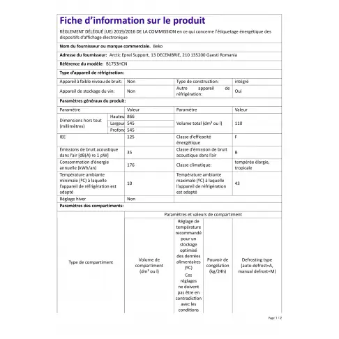 Réfrigérateur intégré 1 porte BEKO B1753HCN - 7