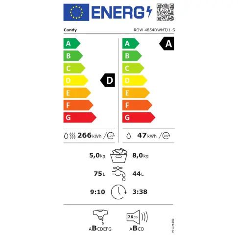 Lave-linge séchant CANDY ROW4854DWMT/1-S - 4