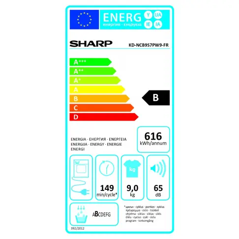 Sèche-linge frontal SHARP KDNCB9S7PW9 - 10