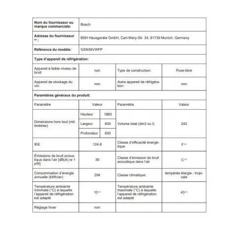Congélateur armoire BOSCH GSN36VWFP - 5