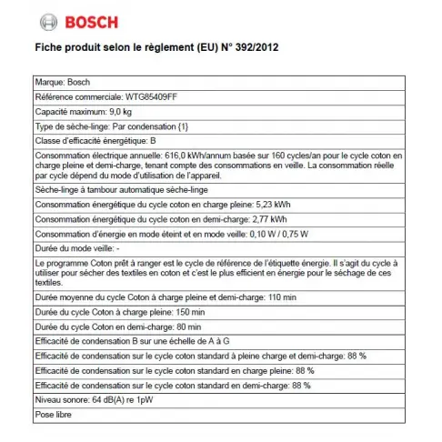 Sèche-linge frontal BOSCH WTG 85409 FF - 5