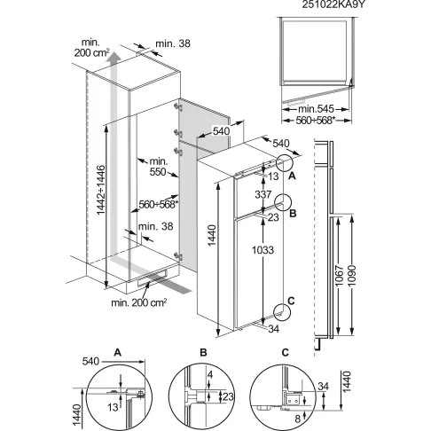 Réfrigérateur intégré 2 portes ELECTROLUX KTS3LE14S - 7