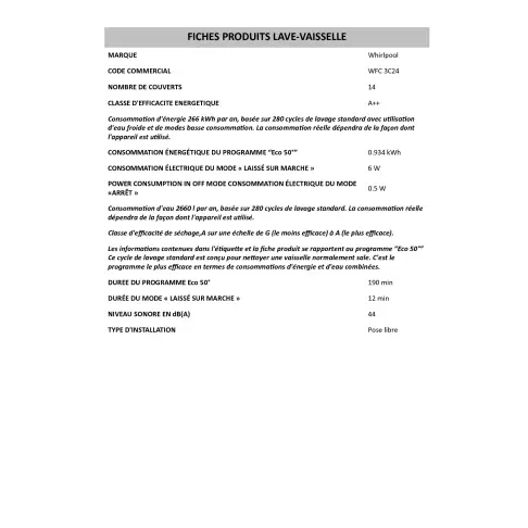 Lave-vaisselle 60 cm WHIRLPOOL WFC 3 C 24 - 3