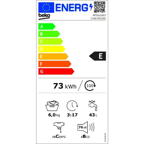 Lave-linge frontal BEKO WTS 61003 - 4