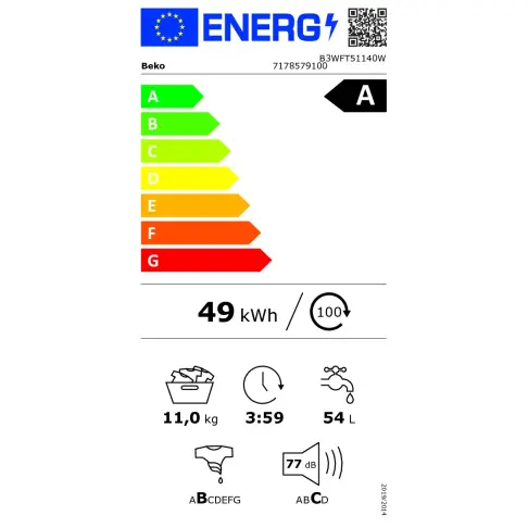 Lave linge hublot BEKO B3WFT51140W - 8