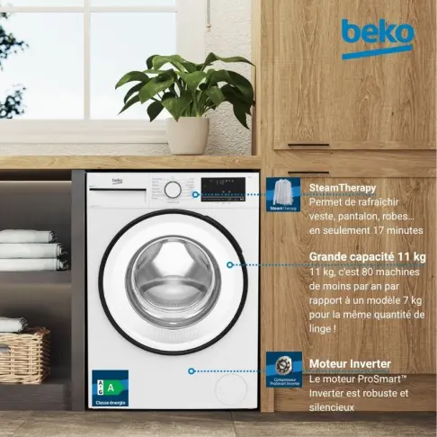Lave linge hublot BEKO B3WFT51140W - 8