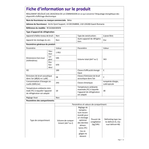 Réfrigérateur combiné inversé BEKO RCSE 366 K 40 W - 3