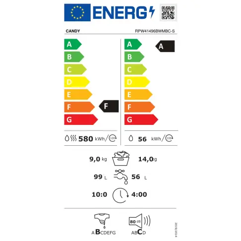 Lave-linge séchant CANDY RPW41496BWMBC-S - 2