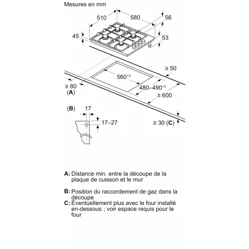 Plaque gaz BOSCH PBP6B6K80 - 6