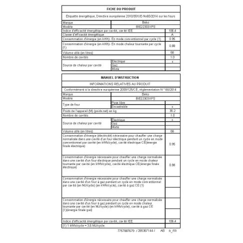 Four pyrolyse BEKO BIE 22303 XPS - 2