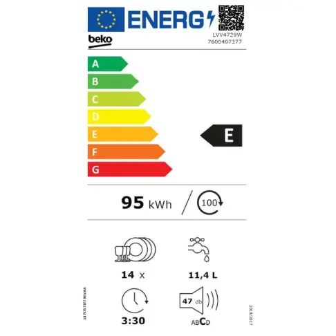 Lave-vaisselle 60 cm BEKO LVV4729W - 11