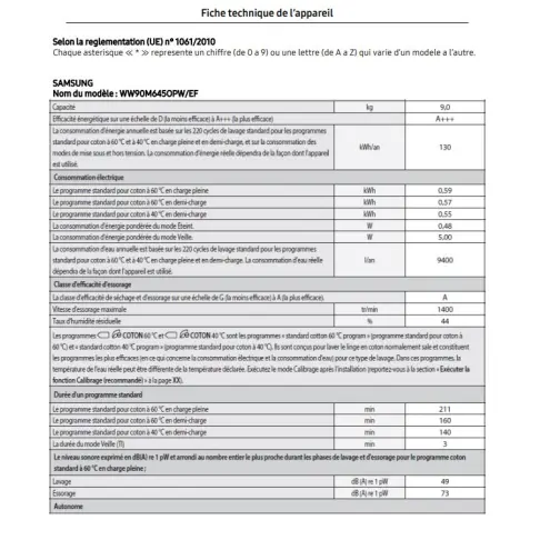 Lave-linge frontal SAMSUNG WW 90 M 645 OPW - 13