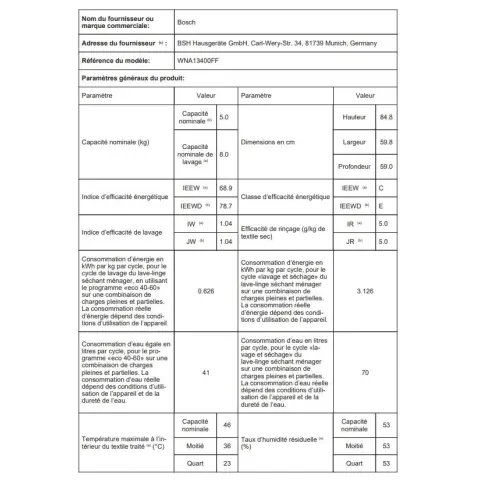 Lave-linge séchant BOSCH WNA13400FF - 2