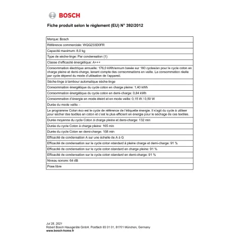 Sèche-linge frontal BOSCH WQG233D0FR - 2