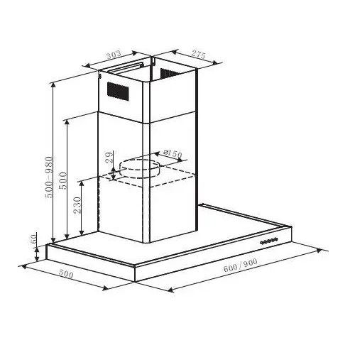 Hotte décorative murale BRANDT BHB 6901 X - 2