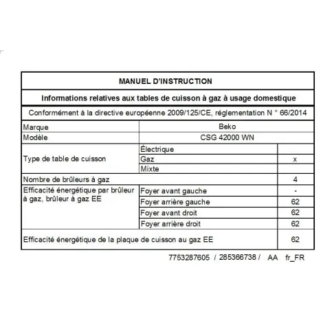 Cuisinière gaz BEKO CSG42000WN - 2