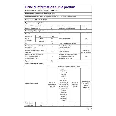 Congélateur armoire BEKO RFSE 200 T 30 WN - 2