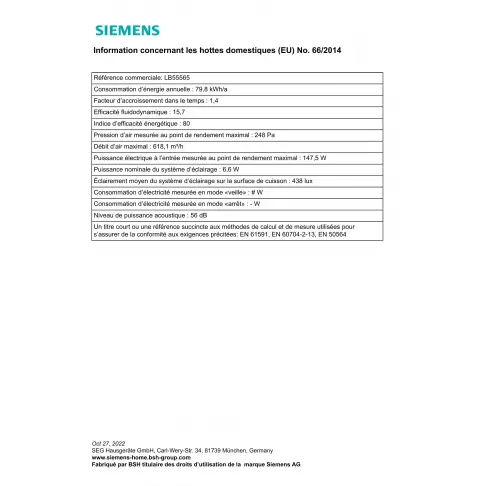 Groupe filtrant SIEMENS LB 55565 - 4