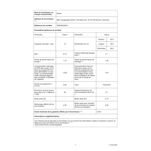 Lave-vaisselle 60 cm BOSCH SMS 40 D 22 EU - 2