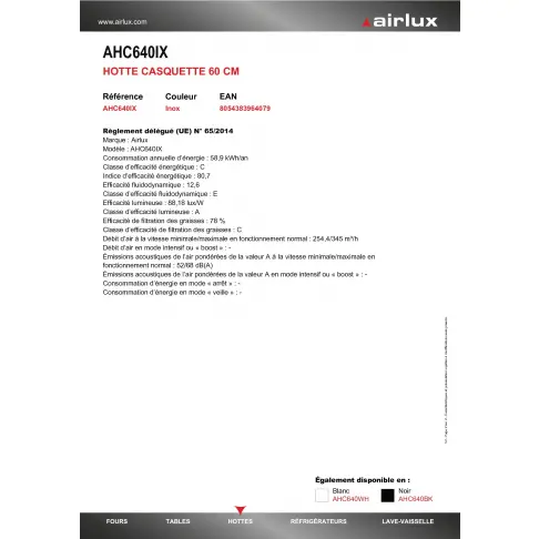 Hotte visière AIRLUX AHC 640 IX - 2