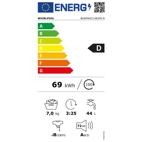 Lave-linge intégrable WHIRLPOOL BIWMWG71483FRN - 2