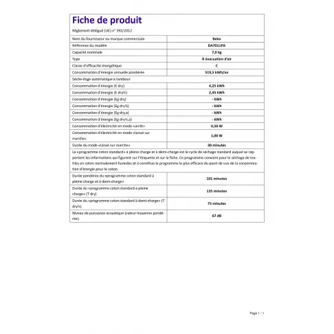 Sèche-linge frontal BEKO DA 7011 PA - 3