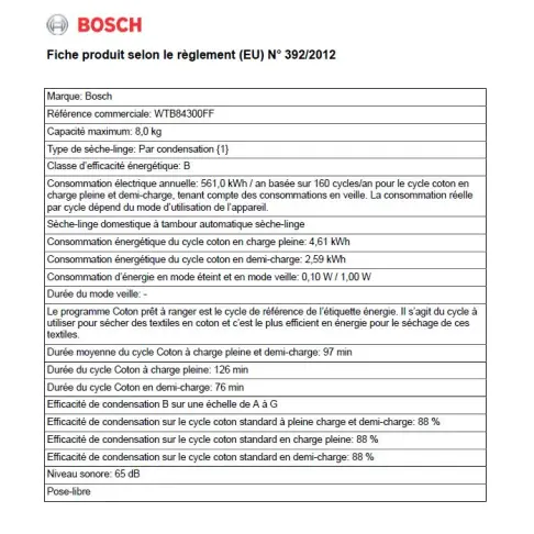 Sèche-linge frontal BOSCH WTB 84300 FF - 2