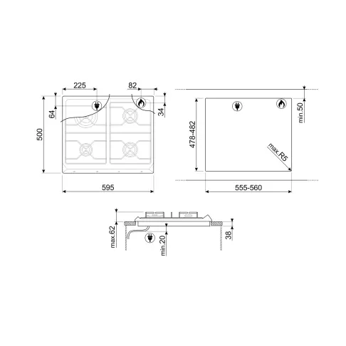 Table gaz SMEG GAMME ELITE SRV 864 POGH - 2