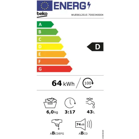 Lave linge hublot BEKO WUE6612S1S - 8
