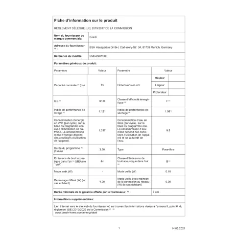 Lave-vaisselle 60 cm BOSCH SMS 45 KW 00 E - 5