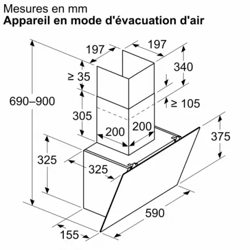Hotte décorative murale BOSCH DWK65DK60 - 8
